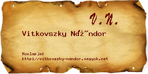 Vitkovszky Nándor névjegykártya